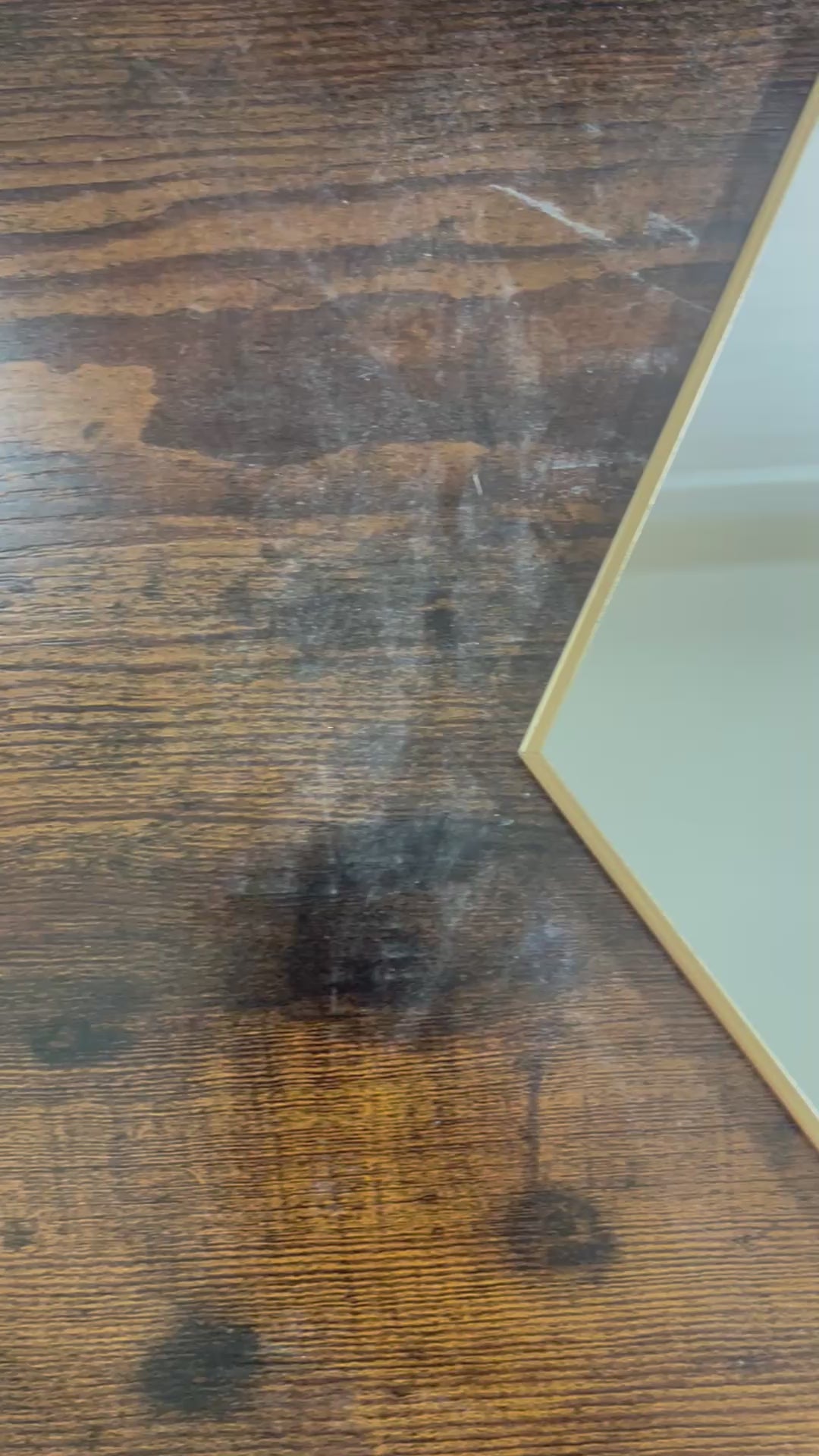 “No Dice” Old English Hexagon Mirror – Gold Frame, 12”