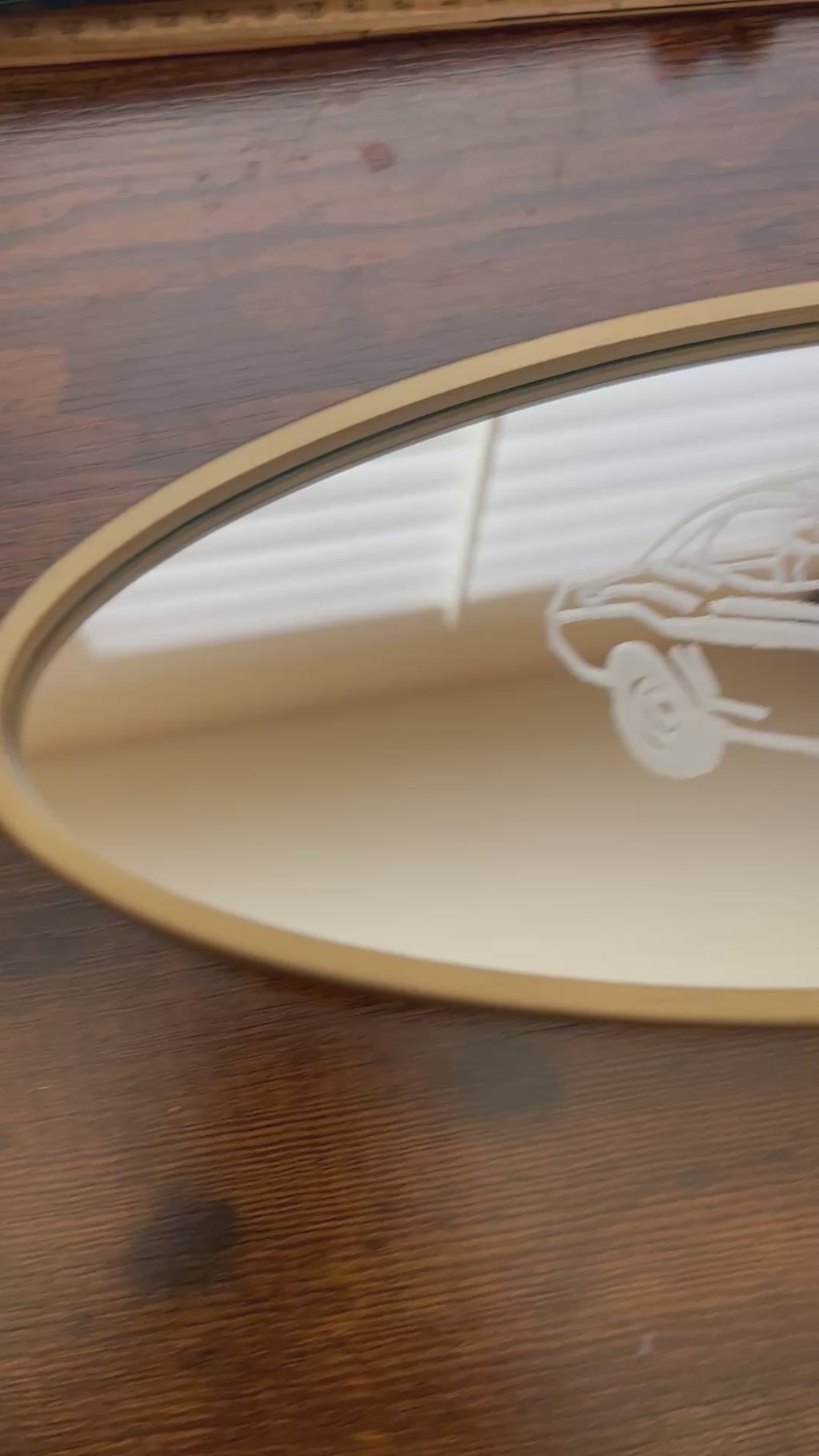 “Godspeed” Dodge Engraved Oval Mirror – Gold Frame, 14”