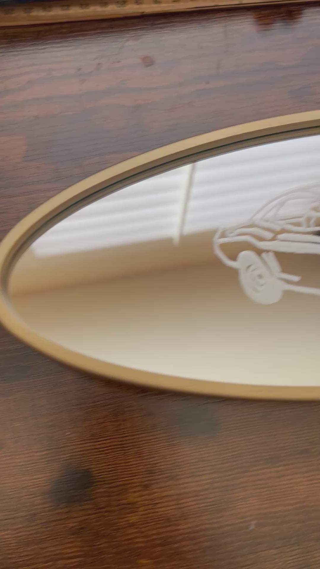 “Godspeed” Dodge Engraved Oval Mirror – Gold Frame, 14”